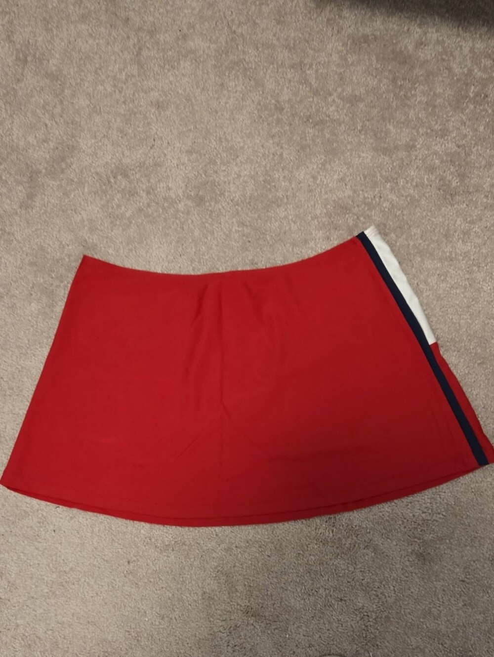 Make An Offer😁Tommy Hilfiger Red Skater Skirt with Navy & White Side Panels